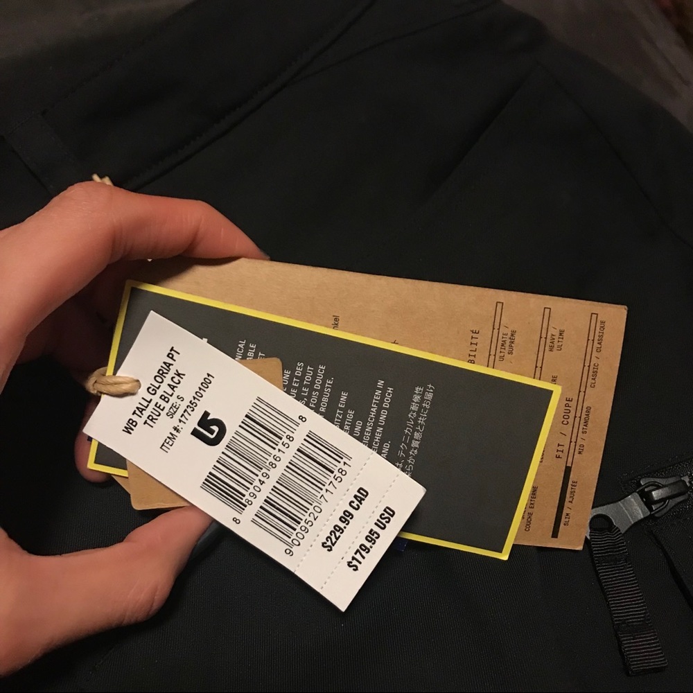SOLD Burton Gloria TALL True Black Snowboard Pants sz S - Picture 5 of 8